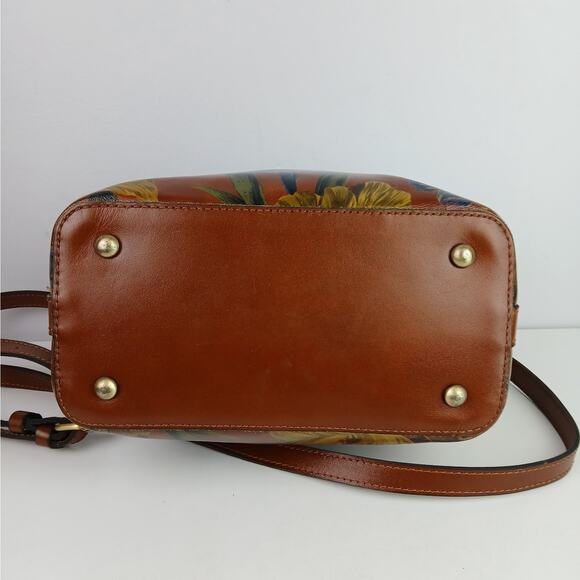 Patricia Nash Leather Irving Flap-Over Handbag Distressed English Garden Brown - Picture 6 of 10